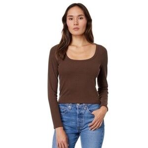 Madewell Square-Neck Long-Sleeve Crop Tee in Sleekhold